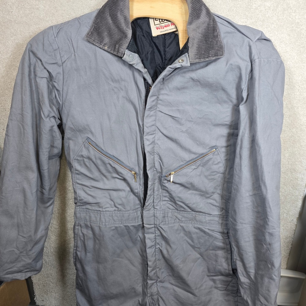 Walls Blizzard-Pruf Coveralls Mens XL Tall Gray Insulated Cotton Duck VTG USA